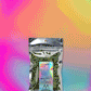 Animated gif of organic catnip coming out of a Catskill Meowtains Woodstock Weed package.